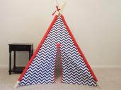 Navy and White Chevron Teepee with Red Trim